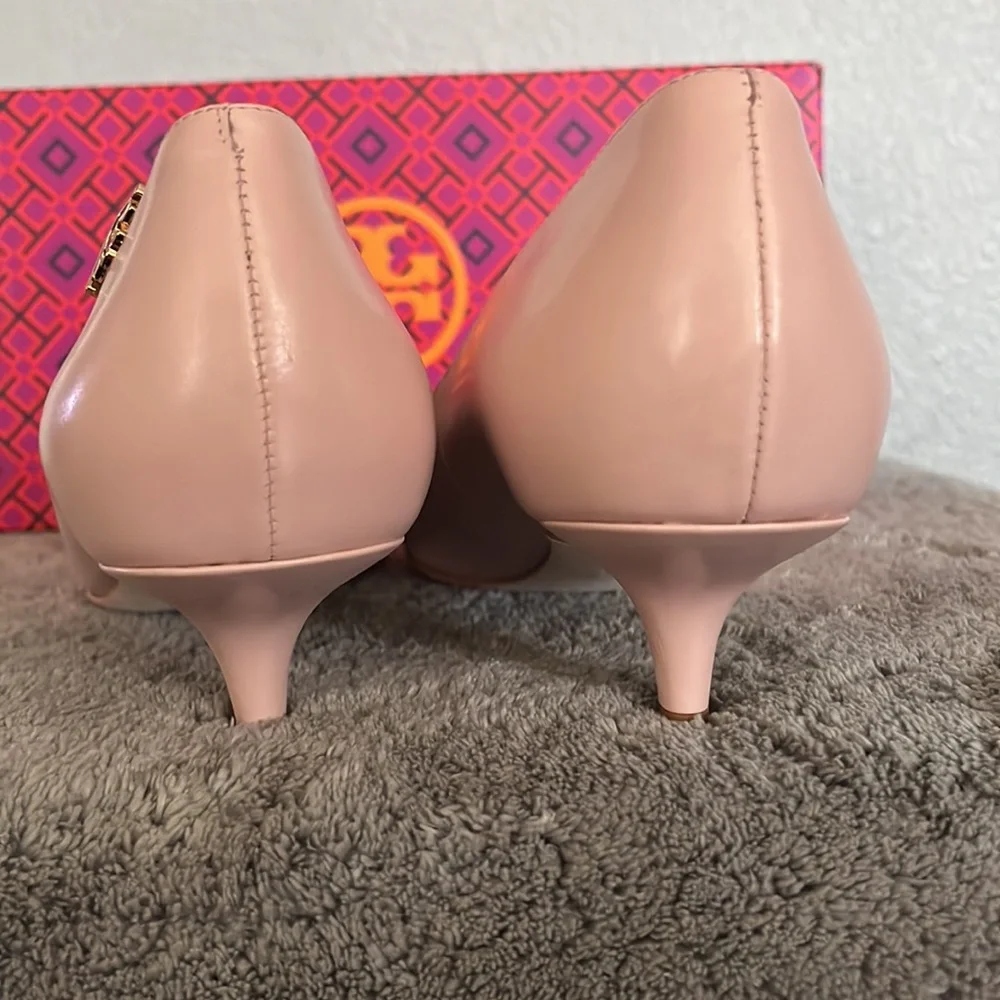 TORY BURCH Sea Shell Pink Pointed-Toe Elizabeth 40mm Baby Calf Pump